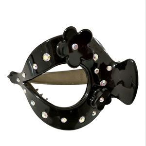Black hair clip with crystal